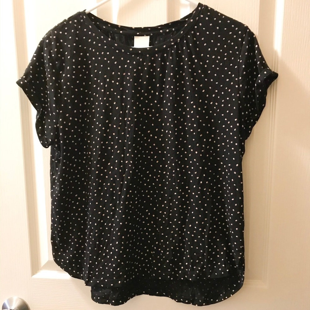 Tee with Blush and Cream polka dots